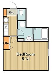 ベイルームリサータ相模原 1Kの間取図画像