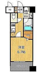 エンクレスト博多イーストパーク 1Kの間取図画像