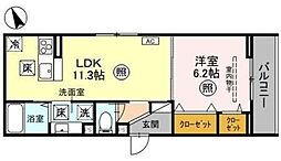 Noble Villa土呂町 1階1LDKの間取り