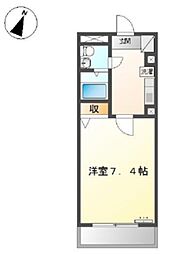 コンフォートシティ 2階1Kの間取り