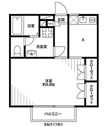 アムールSazem2 1Kの間取図画像
