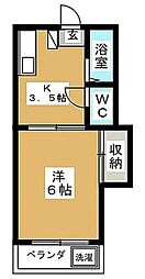 大井プチハウス 1Kの間取図画像