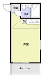 山口コーポラス 2階ワンルームの間取り
