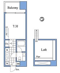 RIZ高輪 1Kの間取図画像
