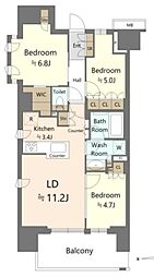 ブリリア三河島ステーションフロント 9階3LDKの間取り
