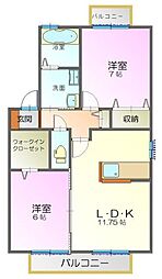 ボナール・リッツ 2LDKの間取図画像