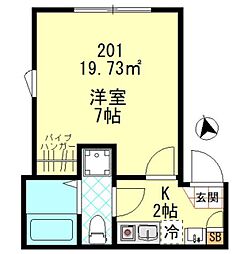 エースコート鶴見 1Kの間取図画像
