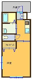 イーストパレスＹ8 2階1Kの間取り