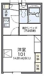 レオパレスKSM21 1Kの間取図画像