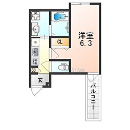 ALEGRIA津久野North 1階1Kの間取り