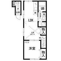 リオン・ドール 2階1LDKの間取り