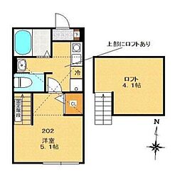サンマルク大塚 2階1Kの間取り