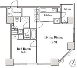 LaSante一番町 1LDKの間取図画像