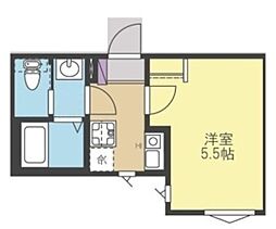 コモリベルタ 2階1Kの間取り