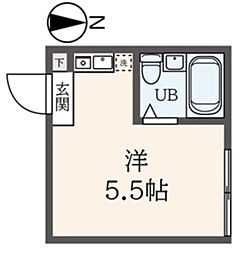 グリーンヒル上大岡A棟 ワンルームの間取図画像