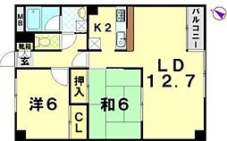 ヒルサイト.m 1階2LDKの間取り