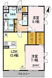 クラリスB 2LDKの間取図画像
