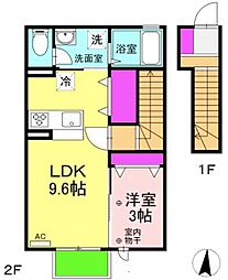 メゾン　カアル 2階1LDKの間取り