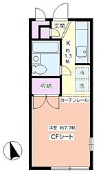 ヴィラ・カメリア 2階1Kの間取り