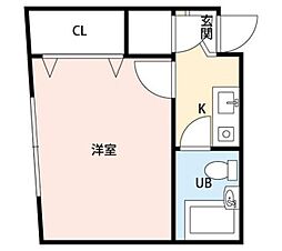 アビタシオン金町 1Kの間取図画像