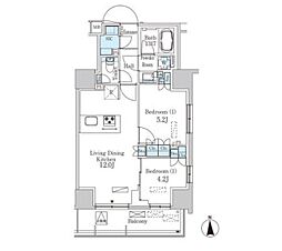 パークアクシス池袋 1001 10階2LDKの間取り