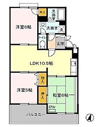 サンフロンティア 1階3LDKの間取り