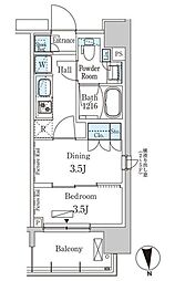 パークアクシス上野EAST 9階1DKの間取り