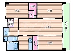 AuroraCourt南摂津 3LDKの間取図画像
