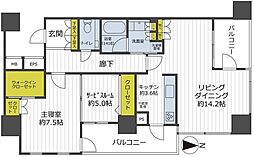 コートレジデントタワー 1SLDKの間取図画像