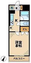 ベルファーム 2階1Kの間取り