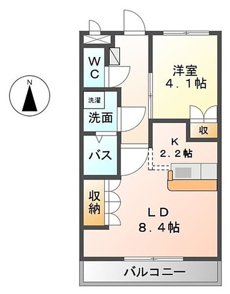 ＳＵＮ 　ＰＡＴＩＯ　III ｜和歌山県和歌山市布施屋(賃貸アパート1LDK・2階・36.00㎡)の写真 その2