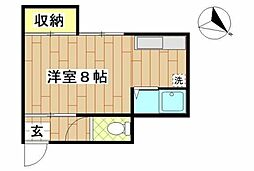 小野アパートメント ワンルームの間取図画像