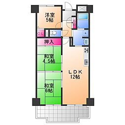 クローバーハイツ上野芝 3LDKの間取図画像