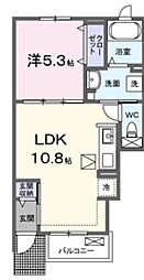ミルト・ラフレシール 1階1LDKの間取り