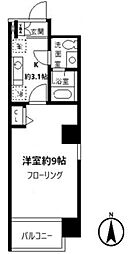 バウハウス 7階1Kの間取り
