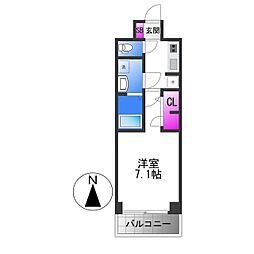 Osaka Metro中央線 高井田駅 徒歩8分の賃貸マンション 2階1Kの間取り