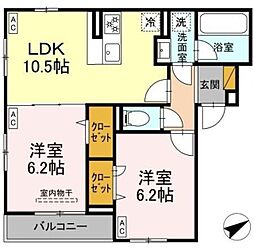 Resi NOIR 2階2LDKの間取り
