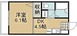 フレグランス汐入 1DKの間取図画像