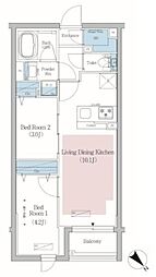 アーバネックス文京小石川 3階2LDKの間取り