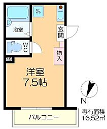 Ｗｉｌｌ 2階ワンルームの間取り