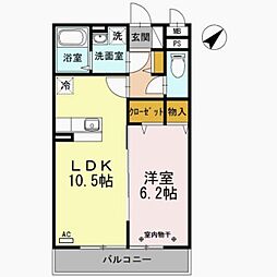 グランペール豊洲 2階1LDKの間取り