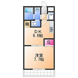 ボナール鳳南 2階1DKの間取り
