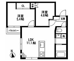 ミア流山 2LDKの間取図画像