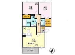 オランジュA 2LDKの間取図画像