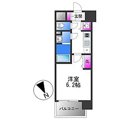 エスリード大阪平野プライム 5階1Kの間取り