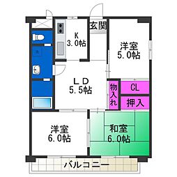 アドニス 3階3LDKの間取り