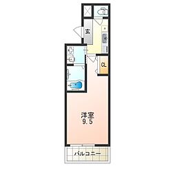 フジパレス長栄寺3番館 1Kの間取図画像