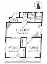 アパート 2LDKの間取図画像