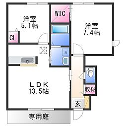 ＭＡＳＴ　ＣＯＵＲＴ秋葉 1階2LDKの間取り