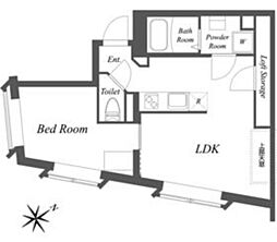 EXAM中目黒III 4階1LDKの間取り